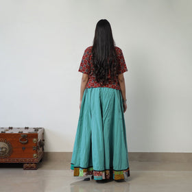 24 kali plain cotton skirt with patchwork border 03