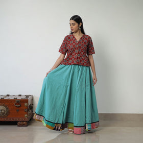 24 kali plain cotton skirt with patchwork border 03