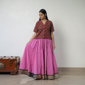 24 kali plain cotton skirt with patchwork border 06