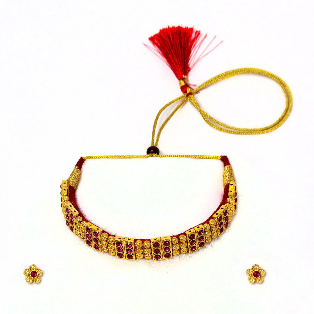 Traditional Kolhapuri Chinchpeti Choker Necklace Set