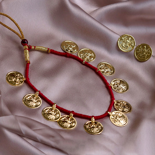 Lakshmi Coin Embedded Mala Necklace Set