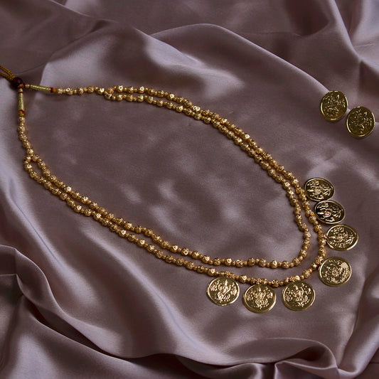 Gold Lakshmi Coin Maharashtrian Tradition Necklace Set