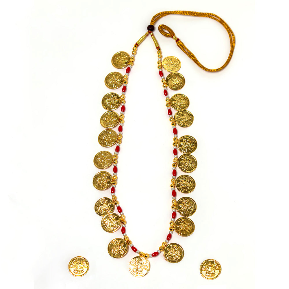 Laxmi Coin Embedded Mala Necklace Set