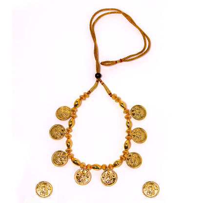 Gold Laxmi Coin Embedded Bormaal Necklace