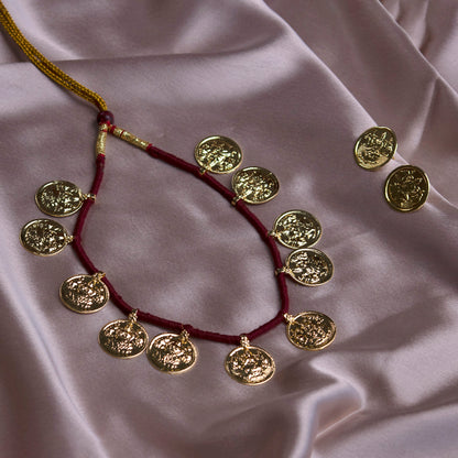 Traditional Kolhapuri Necklace Set with Mahalaxmi Coins