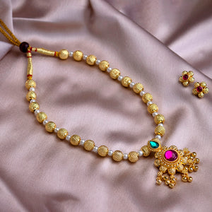 Traditional Elegance Gold Moti Necklace