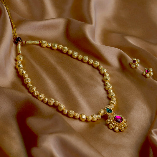 gold metal necklace set