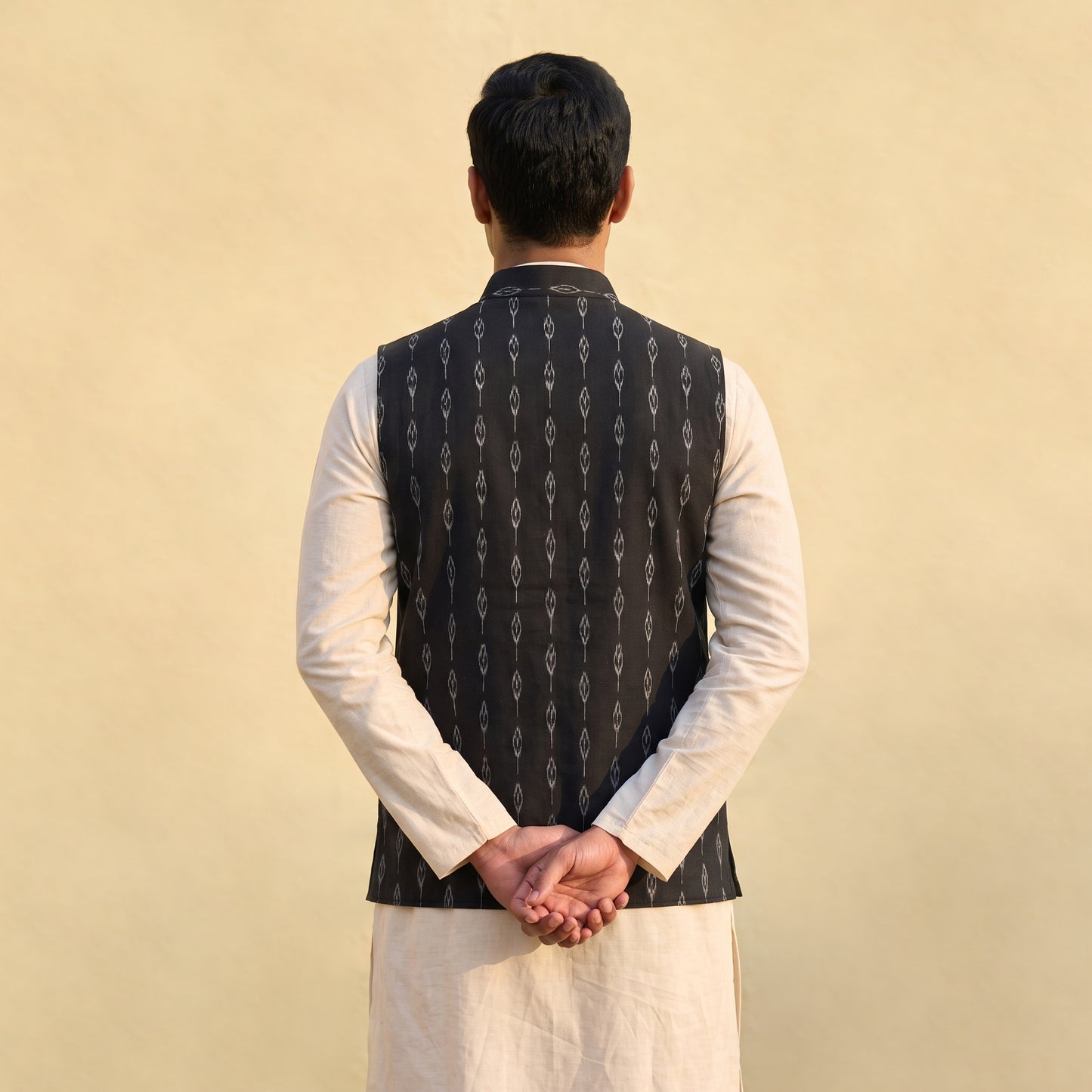 Sambalpuri Ikat Weave Cotton Men Nehru Jacket 02