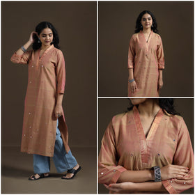 Mangalagiri Pure Handwoven Cotton Mirror Work Straight Kurta for women 11