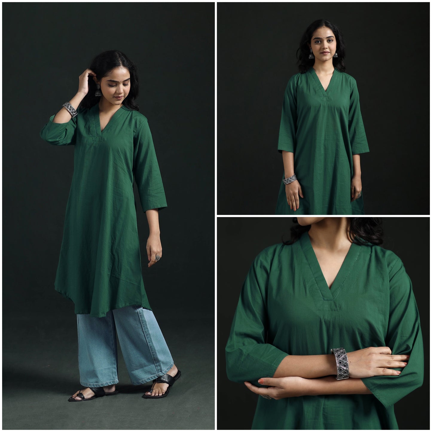 Plain Cotton A-Line Kurta for Women 08