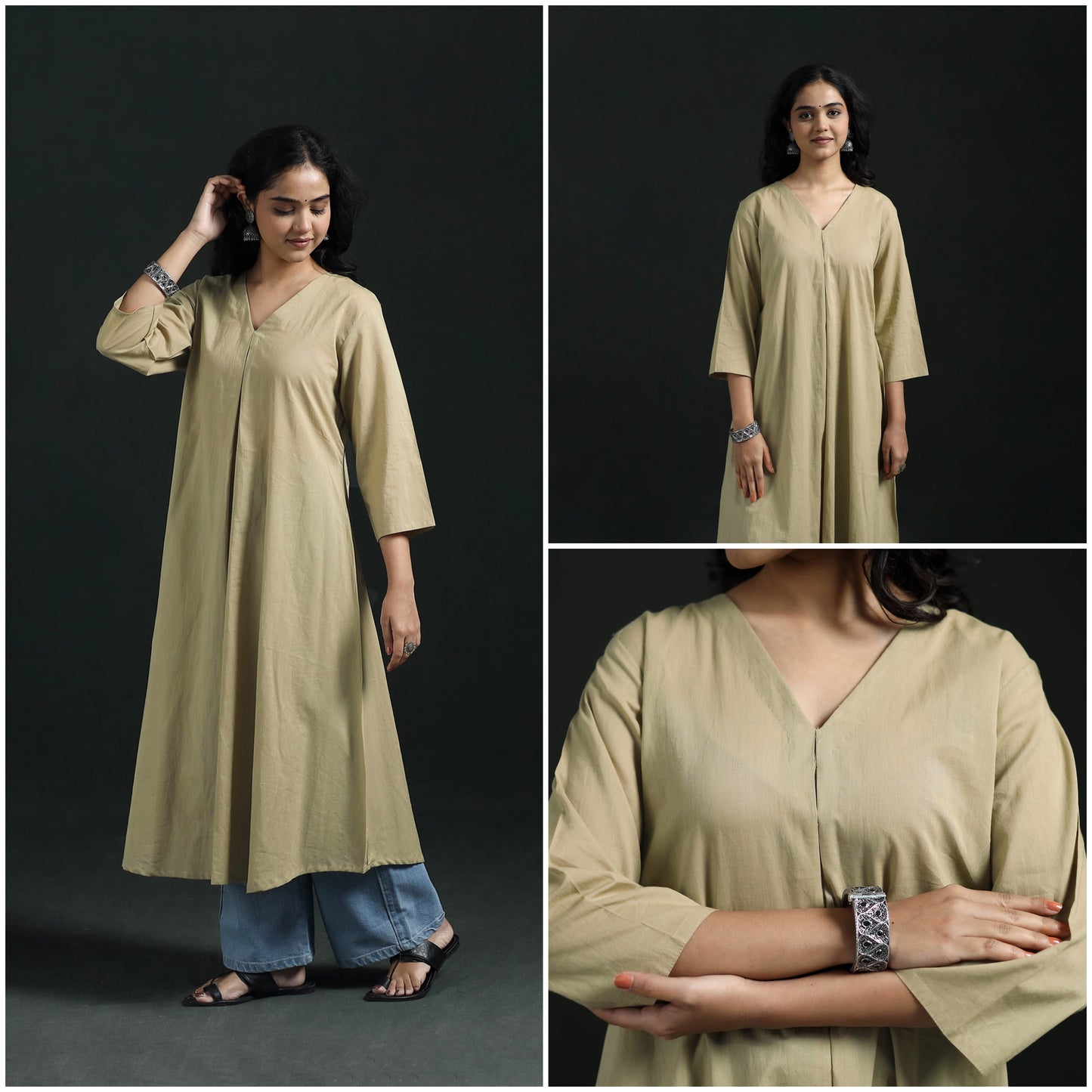 Plain Cotton A-Line Kurta for Women 02