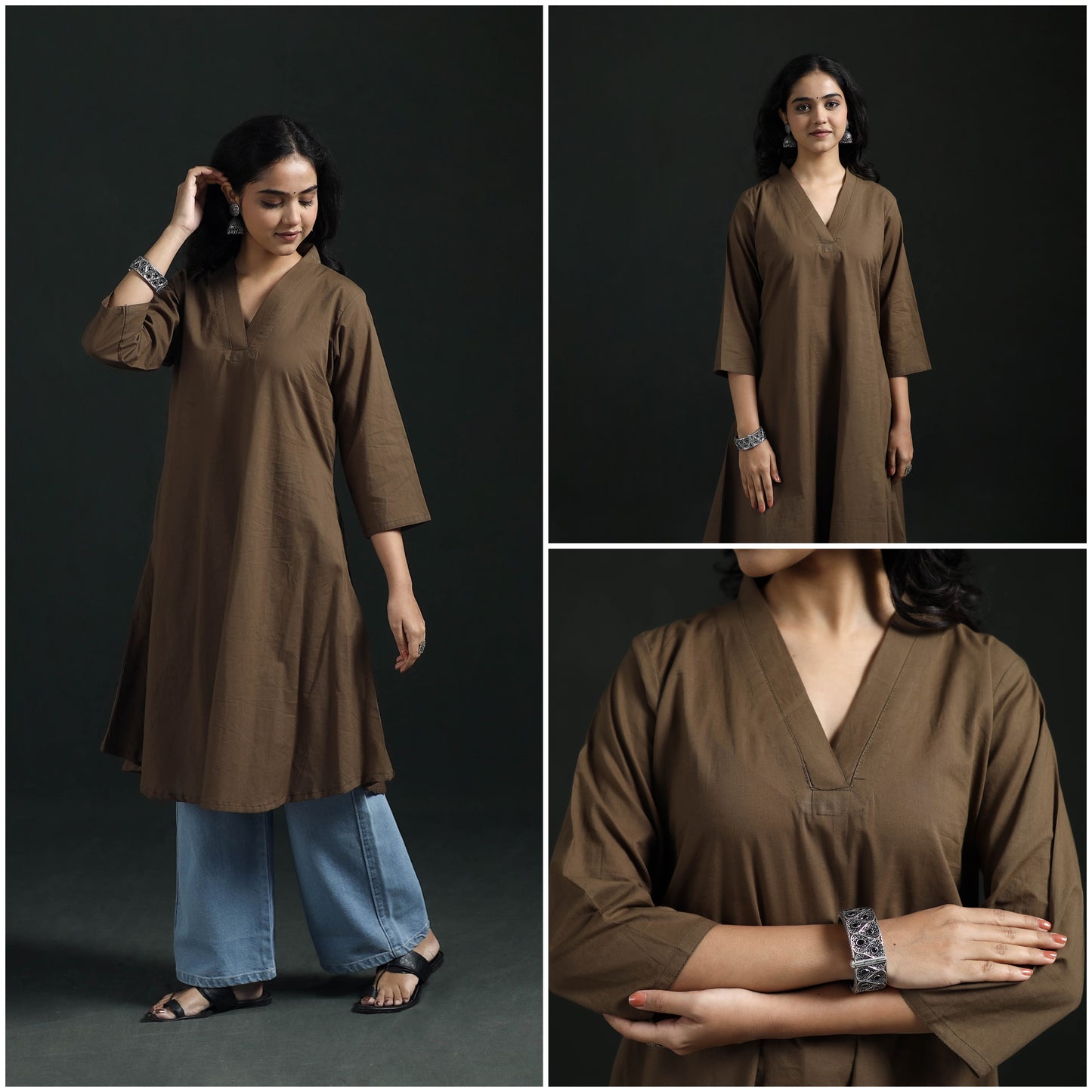 Plain Cotton A-Line Kurta for Women 06