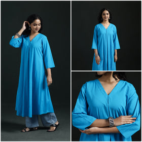 Plain Cotton A-Line Kurta for Women 03