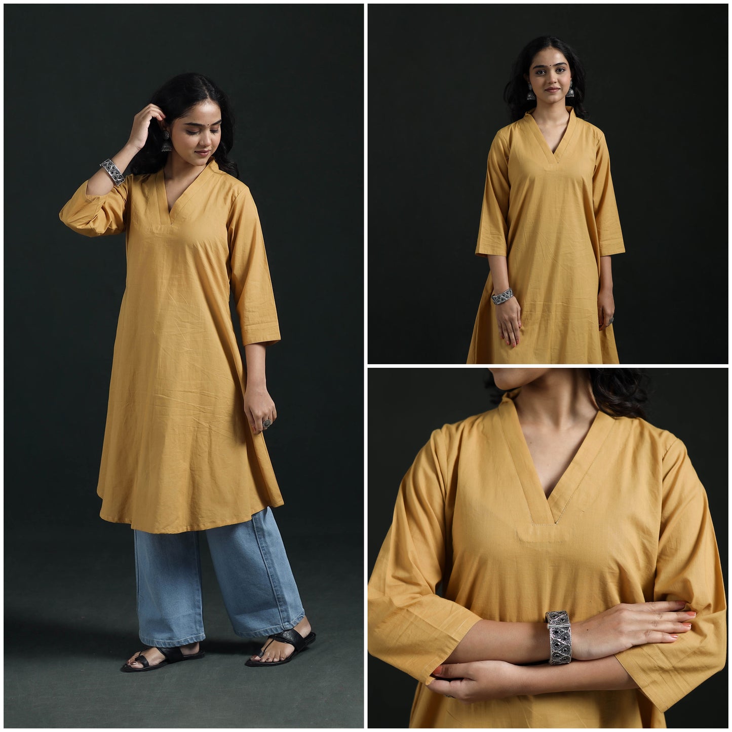 Plain Cotton A-Line Kurta for Women 09