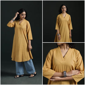 Plain Cotton A-Line Kurta for Women 09