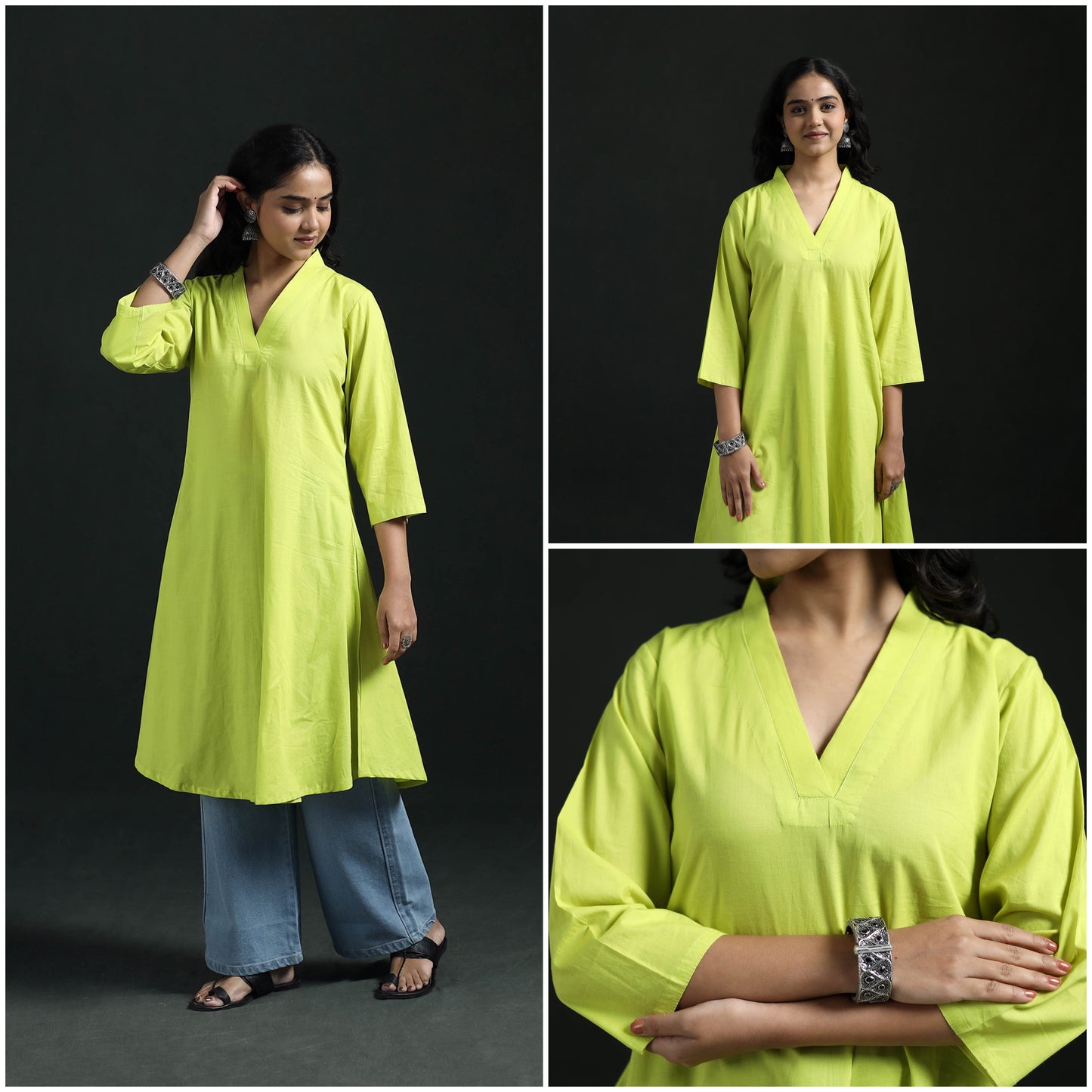 Plain Cotton A-Line Kurta for Women 07