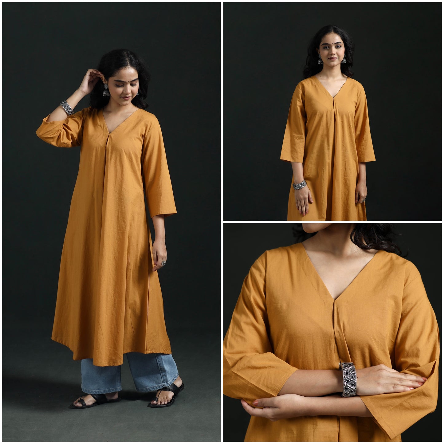Plain Cotton A-Line Kurta for Women 01