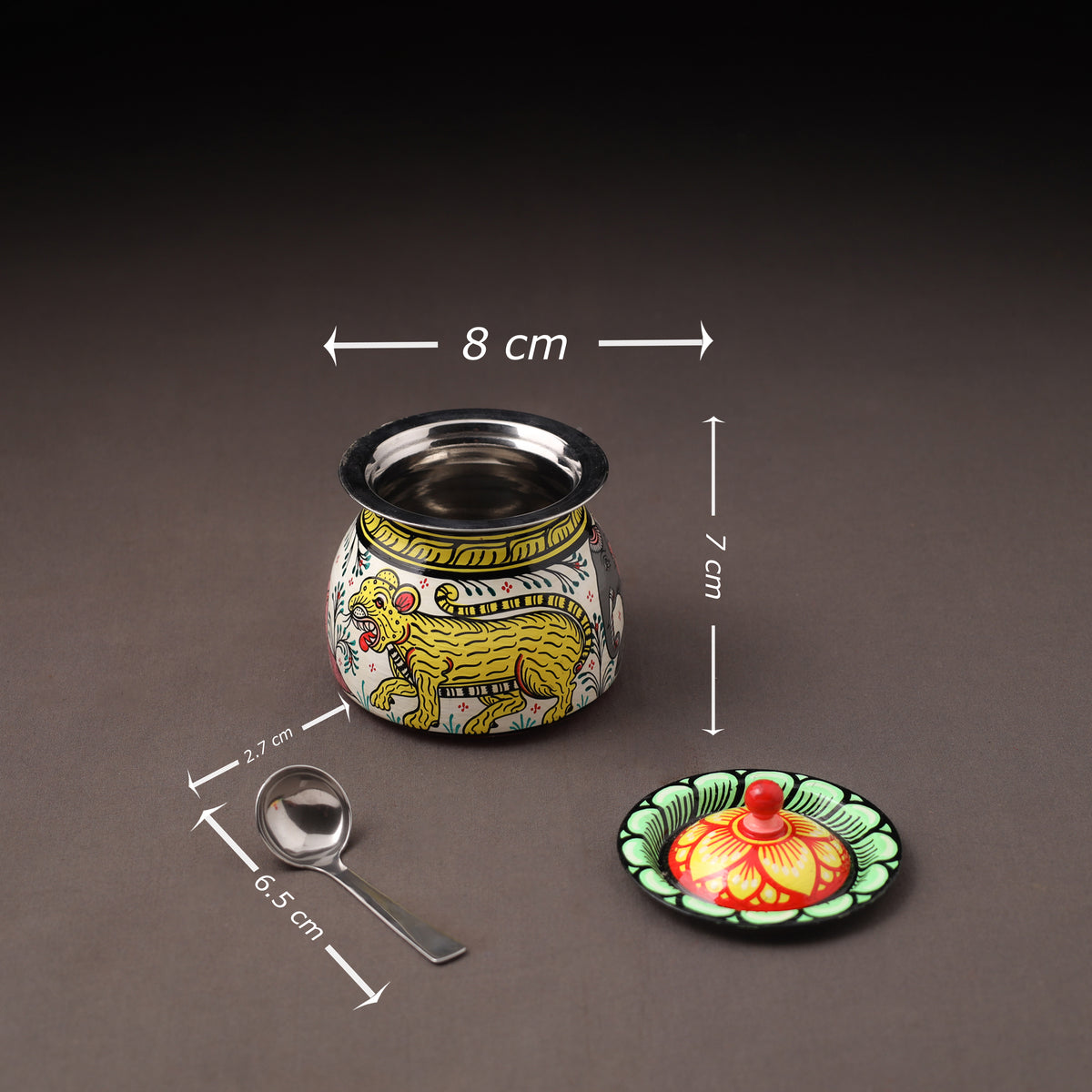 Odisha Pattachitra Handpainted Stainless Steel Ghee Pot 25