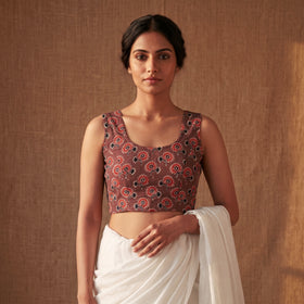 Ajrakh Hand Block Print Modal Silk Sleeveless Readymade Blouse 07