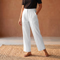 Elastic Waist Cotton Plain Palazzo for Women 01