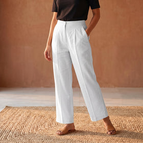 Elastic Waist Cotton Plain Palazzo for Women 01
