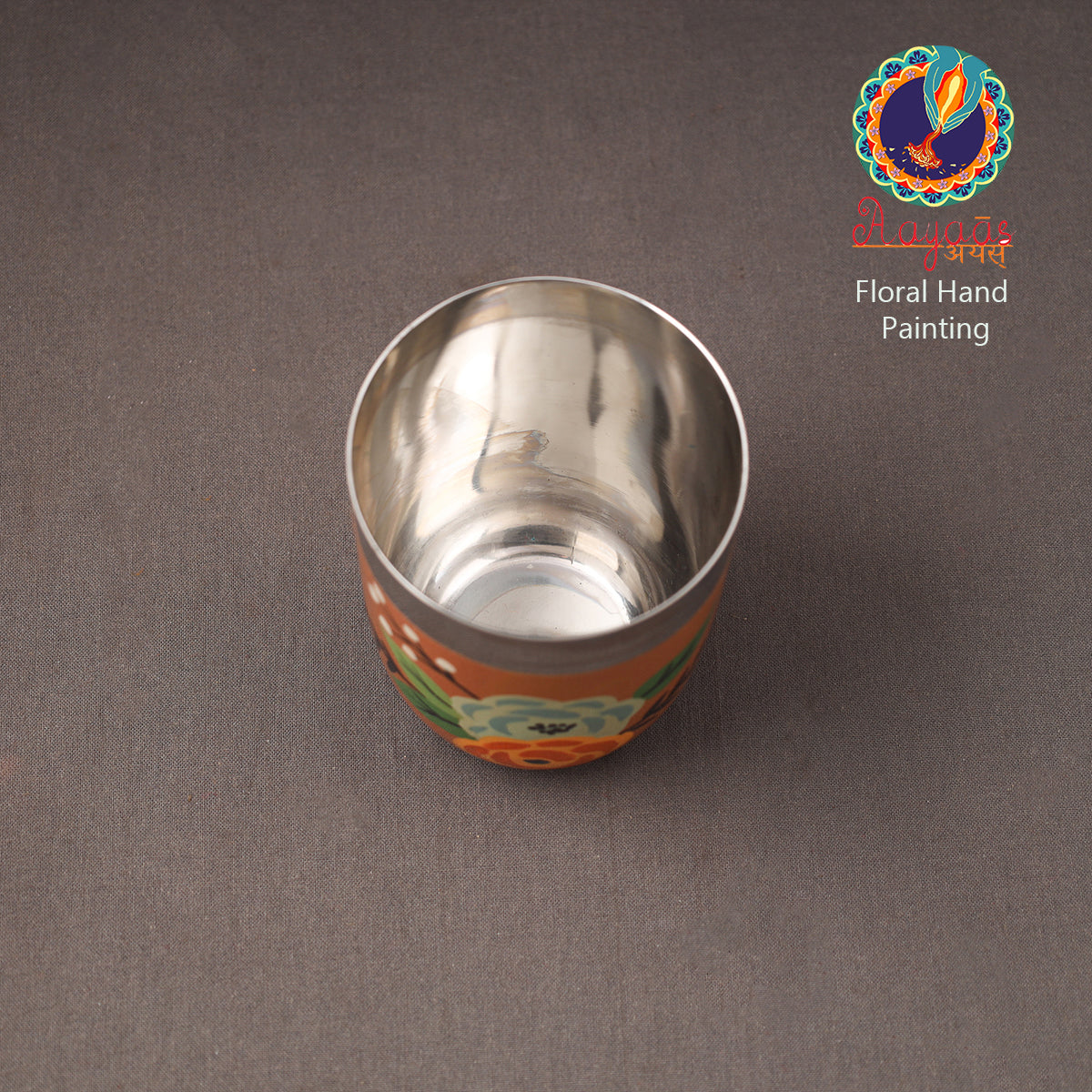 Floral Handpainted Enamelware Stainless Steel Glass 26