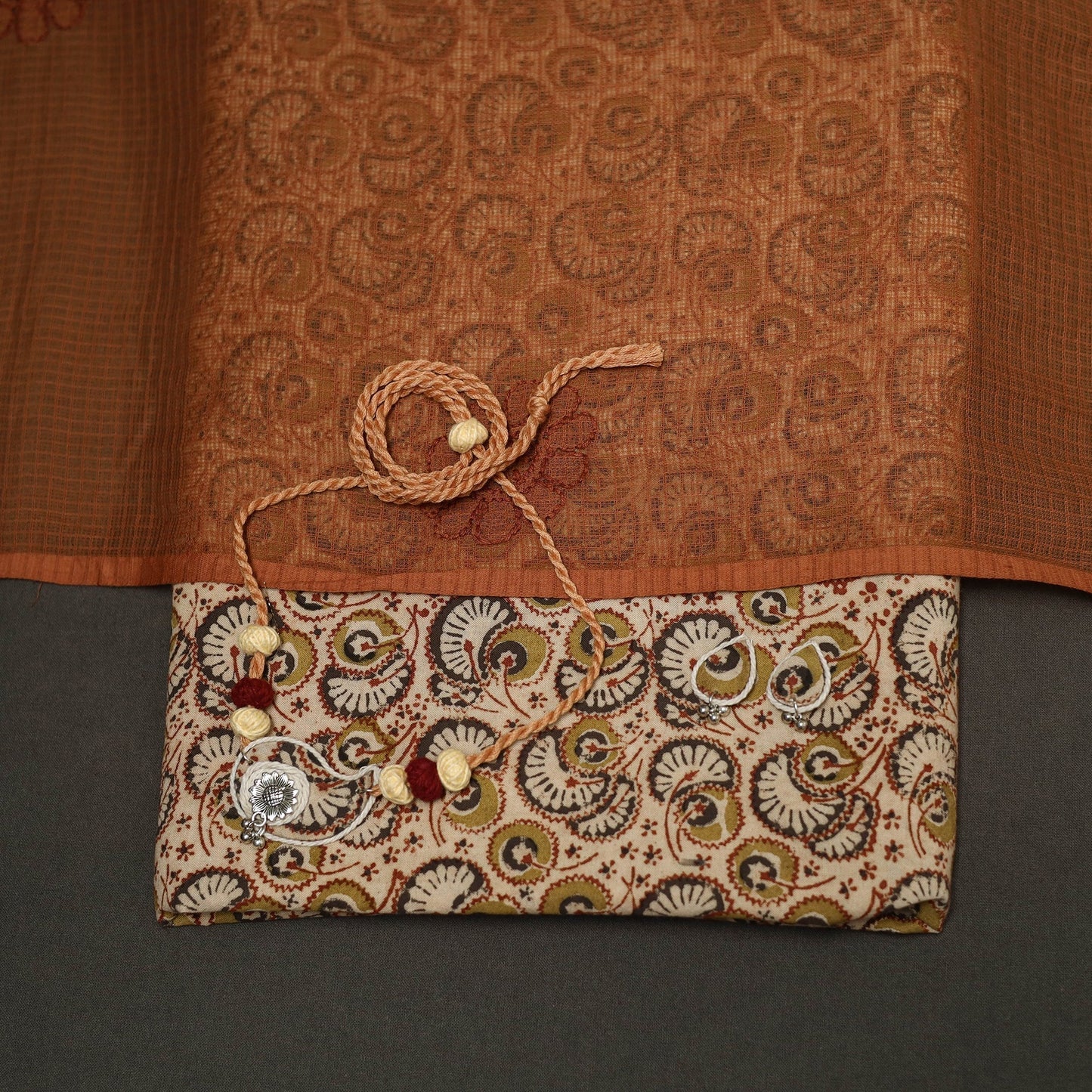 2pc cotton unstitched pedana kalamkari dress material