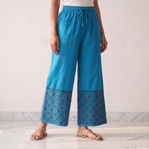 Bengal Kantha Hand Embroidered Cotton Palazzo 10