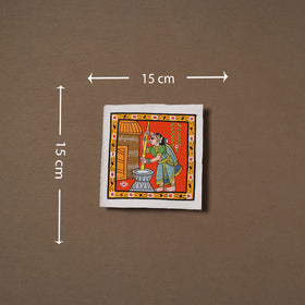 Handpainted Cheriyal Scroll Painting by Dhanalakota Sai Kiran (6 x 6 in) 55