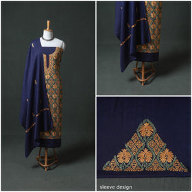 Kashmiri Aari Hand Embroidered Pure Merino Wool Unstitched Dress Material: Kurta, Bottom with Dupatta 26