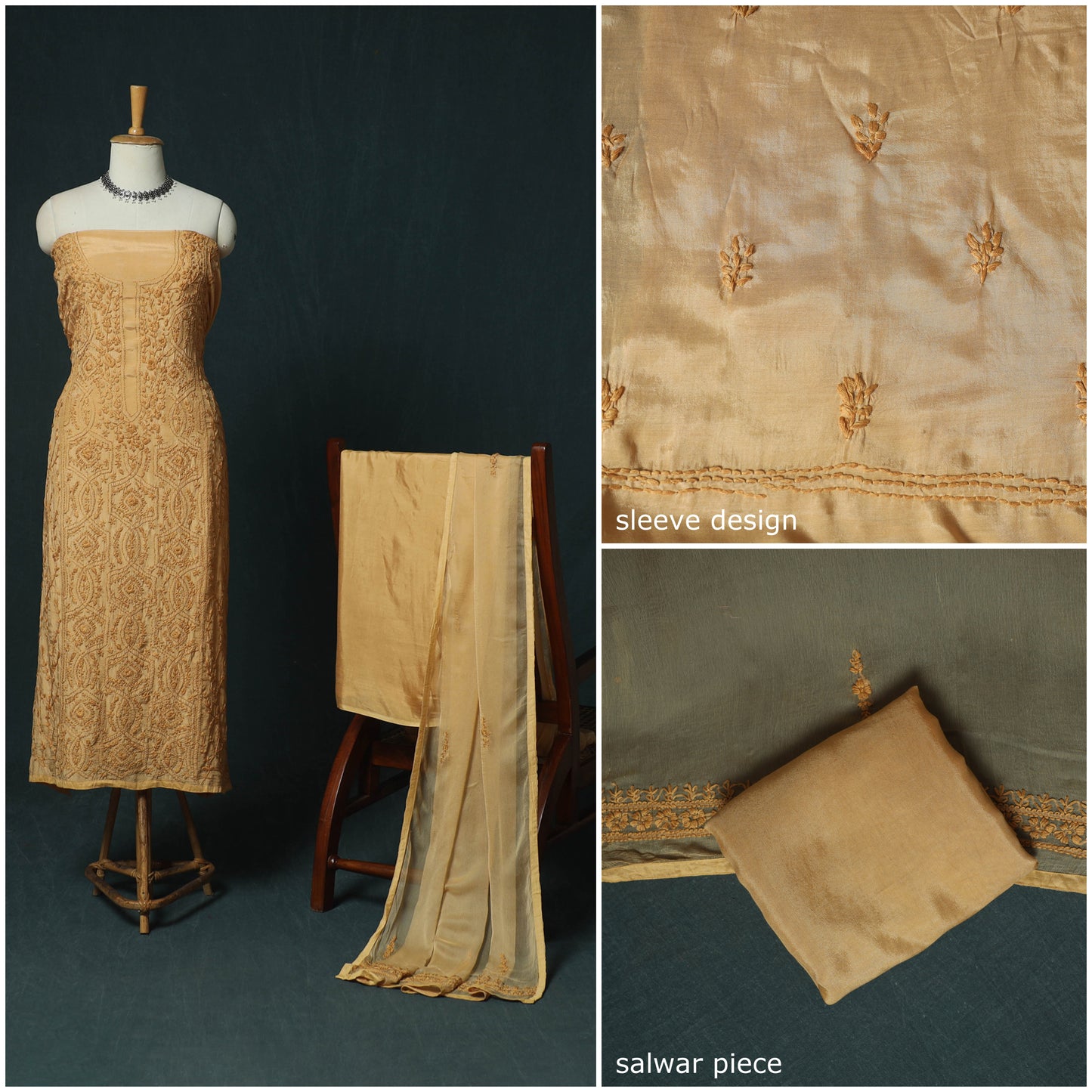 Hand Embroidered Muslin 3pc Unstitched Dress Material 25