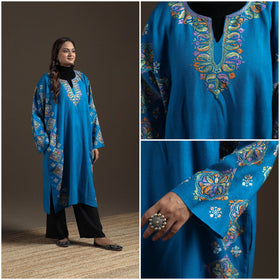 Kashmiri Heavy Sozni Hand Embroidered Handwoven Merino Wool Pheran 25