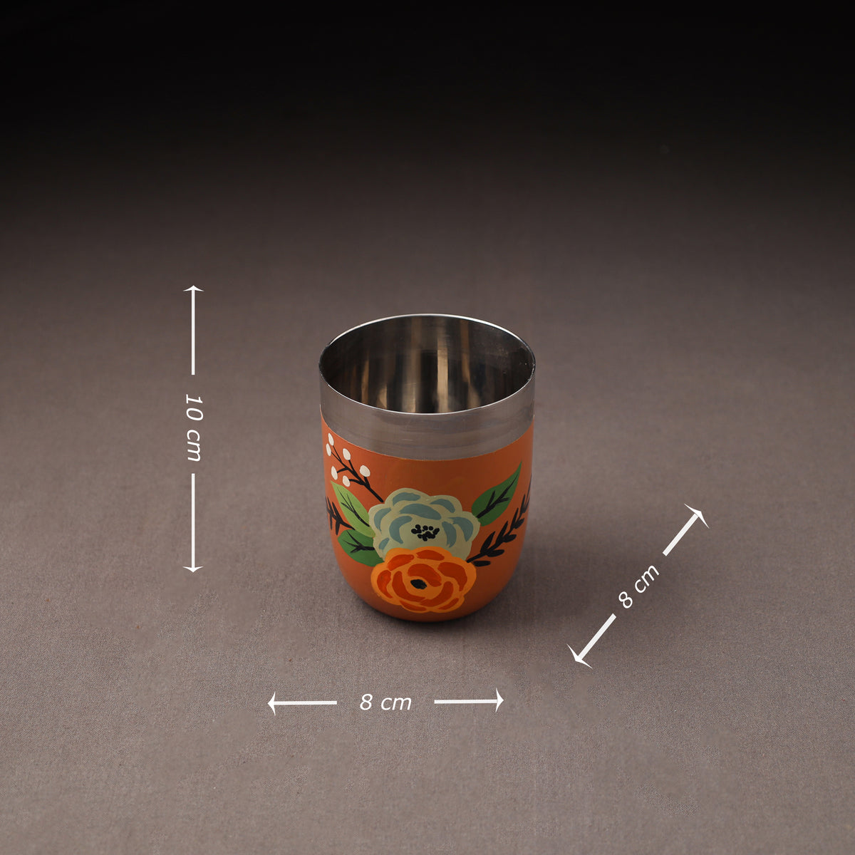 Floral Handpainted Enamelware Stainless Steel Glass 26