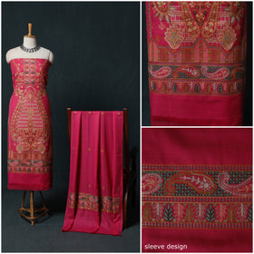 3pc Heavy Chain Stitch Embroidered Wool Unstitched Dress Material Suit Set 70