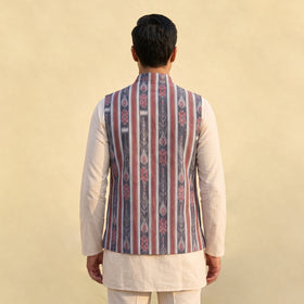 Sambalpuri Ikat Weave Cotton Men Nehru Jacket 03