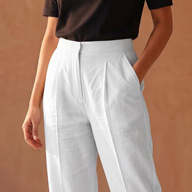 Elastic Waist Cotton Plain Palazzo for Women 01