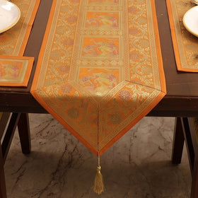 Brocade Banarasi Silk Dining Table Linen with 1 Runner, 6 mats and 6 coasters 10
