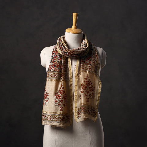 Natural dyed handloom chanderi silk pedana kalamkari stole