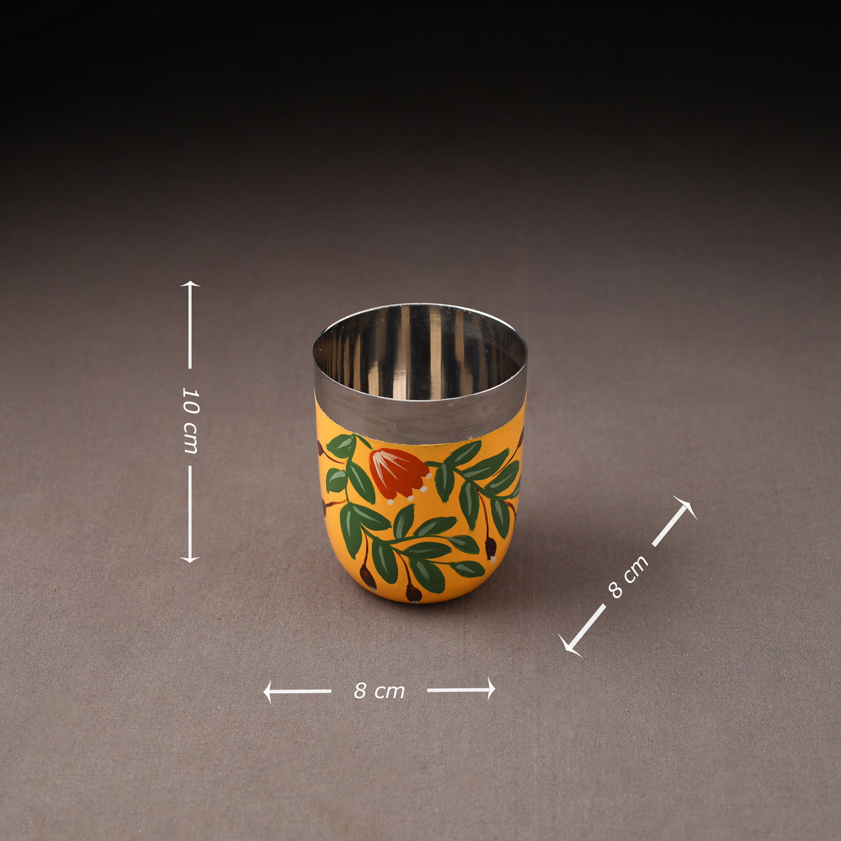 Floral Handpainted Enamelware Stainless Steel Glass 27