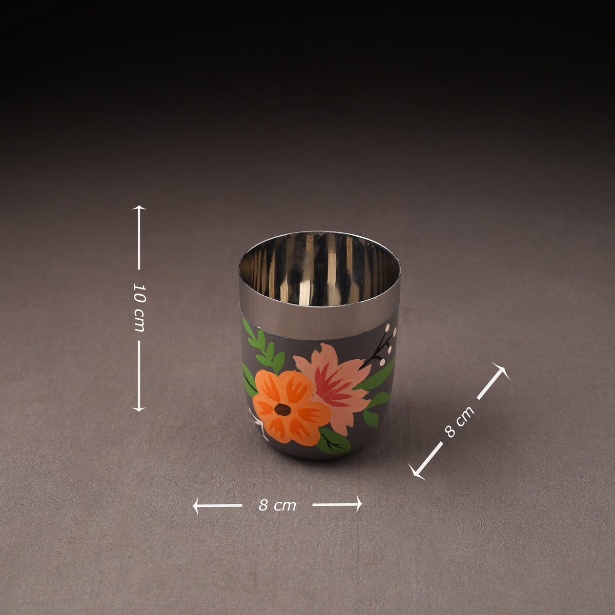 Floral Handpainted Enamelware Stainless Steel Glass 28