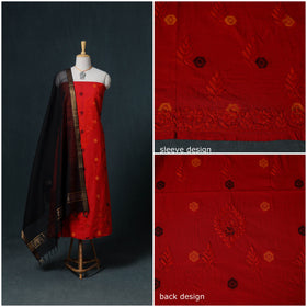 Lucknowi Chikankari Hand Work Unstitched Dress Material: Kurta & Dupatta with Jewellery 28
