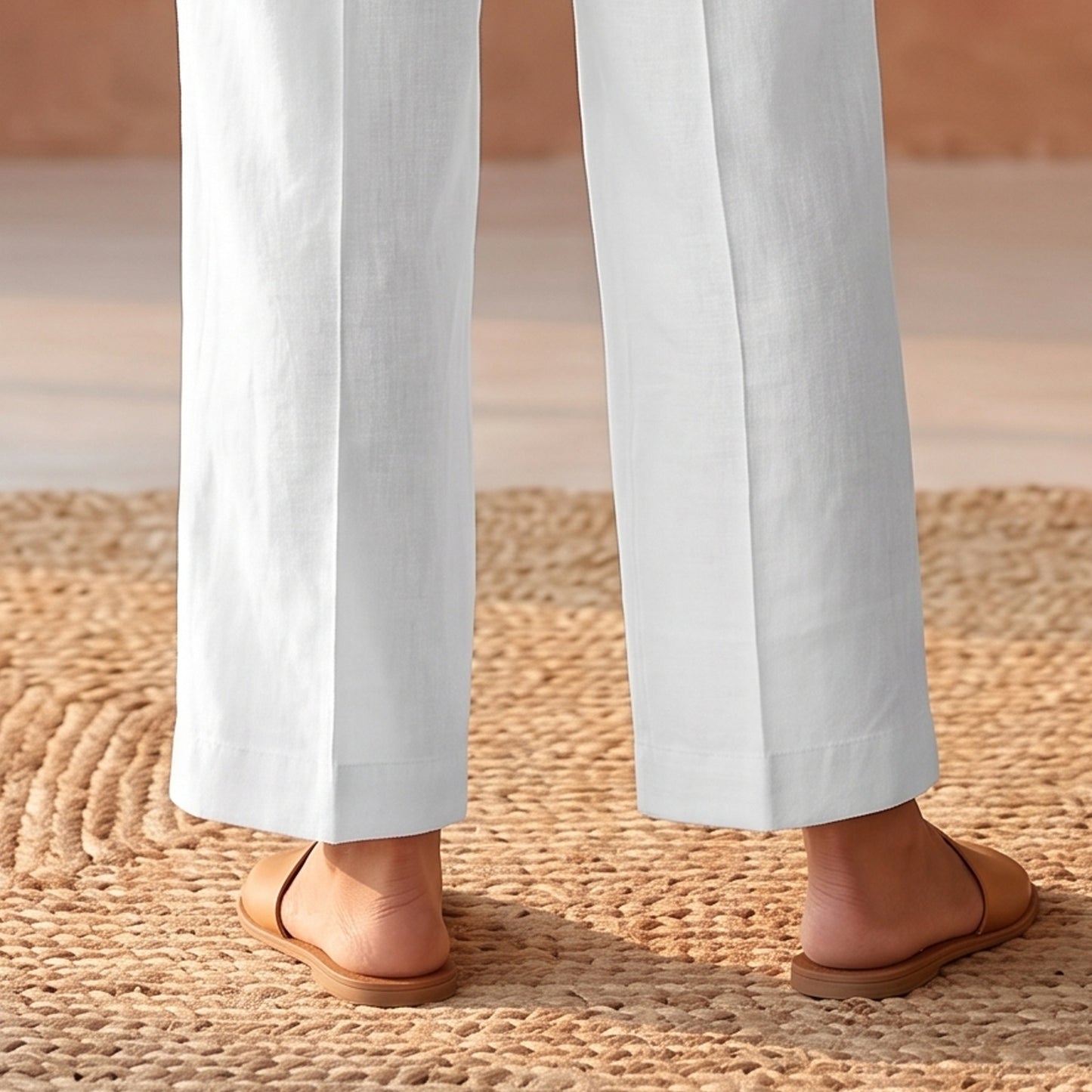 Elastic Waist Cotton Plain Palazzo for Women 01