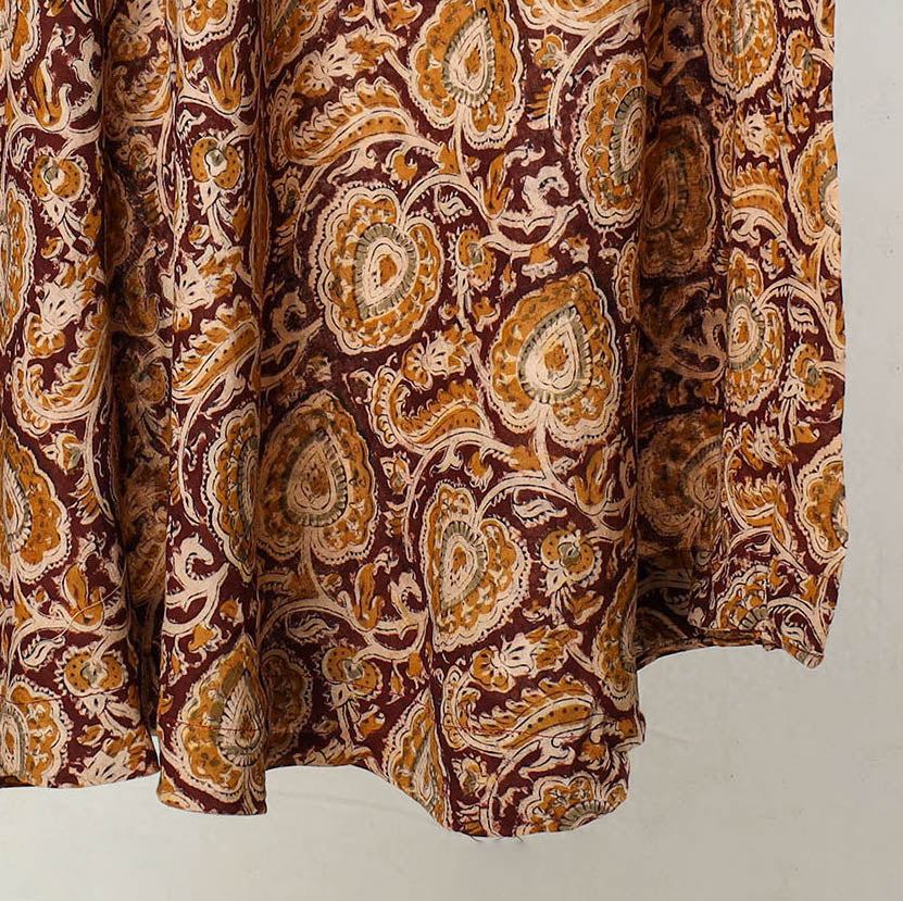 Brown - kalamkari printed cotton wrap around skirt 09