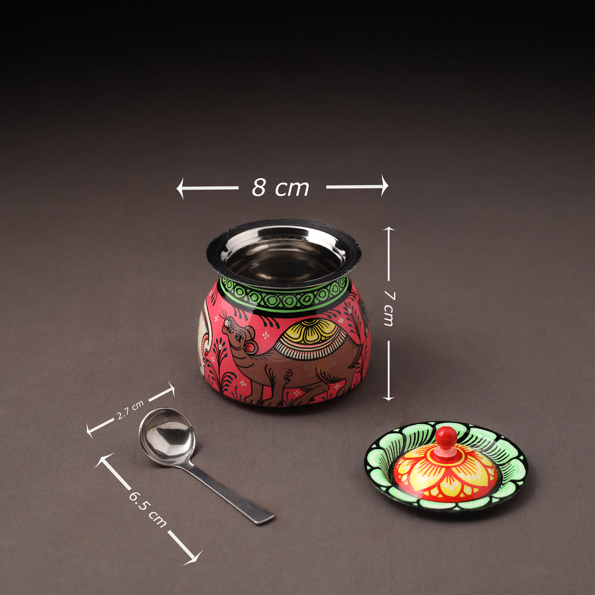 Odisha Pattachitra Handpainted Stainless Steel Ghee Pot 29