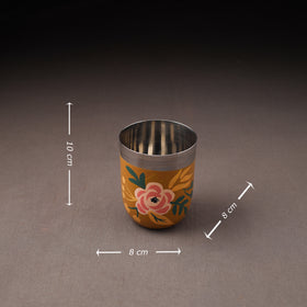 Floral Handpainted Enamelware Stainless Steel Glass 29