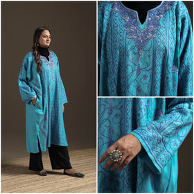 Kashmiri Heavy Sozni Hand Embroidered Handwoven Merino Wool Pheran 29