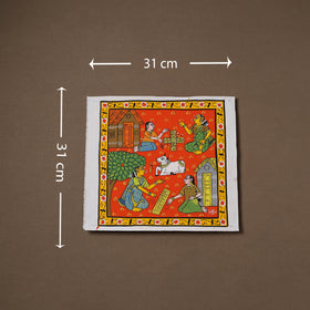Handpainted Cheriyal Scroll Painting by Dhanalakota Sai Kiran (12 x 12 in) 22