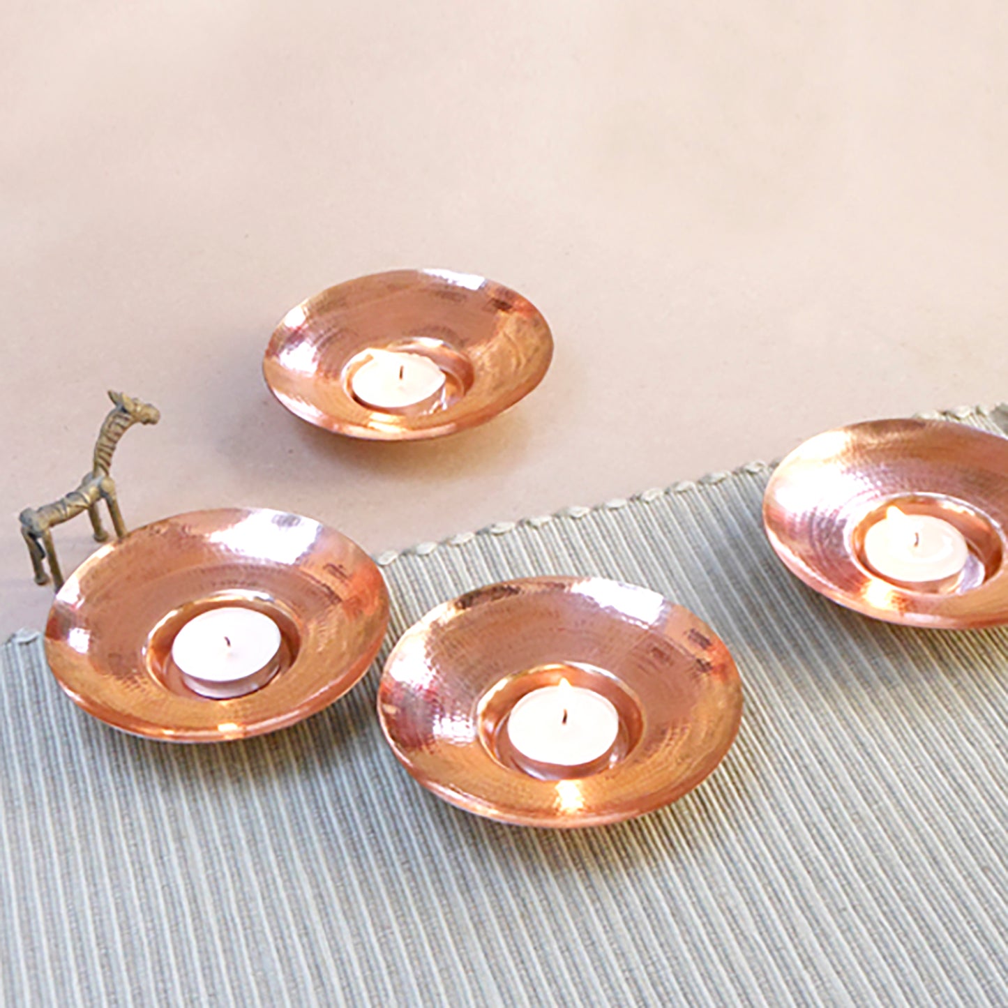Circle of Light - Copper Tea Light Holder (Single Piece)