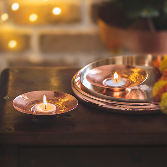 Circle of Light - Copper Tea Light Holder (Single Piece)