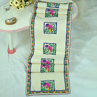 Madhubani Handpainted Chanderi Table Runner & Table Mats Set